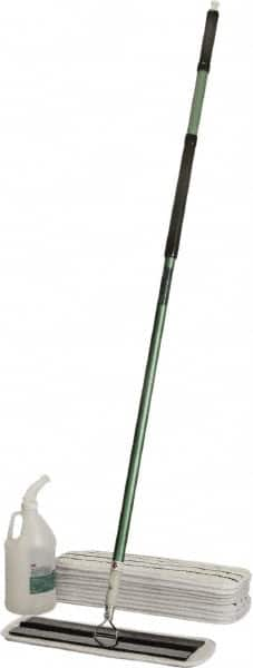 Ability One - 55" Long x 6" Wide Microfiber Dust Flat Mop - Hook & Loop, Green, Looped Head, Launderable - Strong Tooling