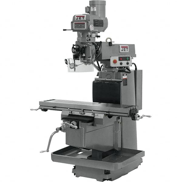 Jet - 12" Table Width x 54" Table Length, Variable Speed Pulley Control, 3 Phase Knee Milling Machine - NT40 Spindle Taper, 5 hp - Strong Tooling