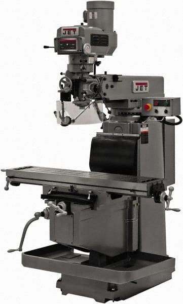 Jet - 12" Table Width x 54" Table Length, Variable Speed Pulley Control, 3 Phase Knee Milling Machine - R8 Spindle Taper, 5 hp - Strong Tooling