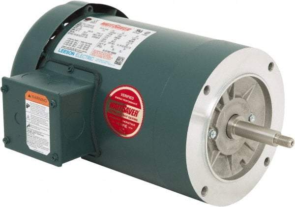 Leeson - 1-1/2 Max hp, 3,600 Max RPM, Premium Efficient Electric AC DC Motor - 230/460 V Input, Three Phase, 56J Frame, C-Face Mount, TEFC Enclosure - Strong Tooling