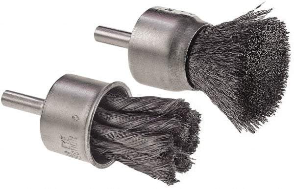 Camel Grinding Wheels - 3/4" Brush Diam, Crimped, End Brush - 1/4" Diam Shank, 1/4" Pilot Diam - Strong Tooling