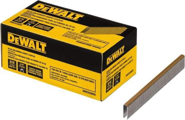 DeWALT - 9/16" Long x 0.0375" Wide, 20 Gauge Crowned Construction Staple - Steel, Galvanized Finish - Strong Tooling