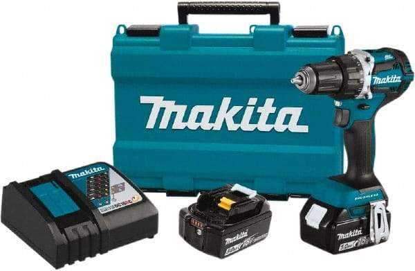 Makita - 18 Volt 1/2" Chuck Pistol Grip Handle Cordless Drill - 0-2000 RPM, Reversible, 2 Lithium-Ion Batteries Included - Strong Tooling