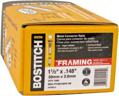 Stanley Bostitch - 16 Gauge 0.0598" Shank Diam 2-1/2" Long Metal Connecting Nails for Power Nailers - Steel, Galvanized Finish, Smooth Shank, Angled Stick Paper Tape Collation, Round Head - Strong Tooling