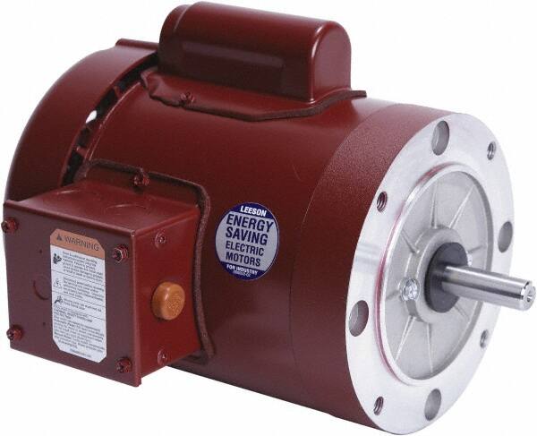 Leeson - 1 Max hp, 1,800 Max RPM, Electric AC DC Motor - 115/208-230 V Input, Single Phase, 56C Frame, 5/8" Shaft Diam, C-Face Mount, TEFC Enclosure - Strong Tooling