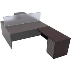 ALERA - Woodgrain Laminate Return/Bridge Shell Desk - 47-1/4" Wide x 23-5/8" Deep x 29-5/8" High, Mahogany - Strong Tooling