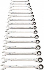 GearWrench - 16 Piece, 8mm to 24mm, Ratcheting Combination Wrench Set - Metric Measurement Standard, Chrome Finish - Strong Tooling