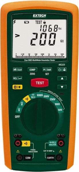 Extech - Digital LCD Display, 200,000 Megohm Electrical Insulation Resistance Tester & Megohmmeter - 600 Volt Max Test Voltage, Powered by AA Battery - Strong Tooling