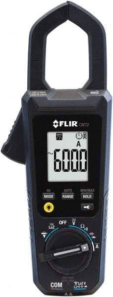 FLIR - CM72, CAT IV, Digital True RMS Auto Ranging Clamp Meter with 1.38" Clamp On Jaws - 600 VAC/VDC, 600 AC Amps, Measures Voltage, Capacitance, Continuity, Current, Frequency, Resistance - Strong Tooling