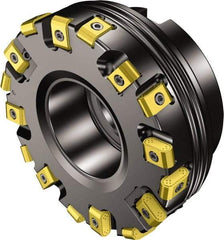 Sandvik Coromant - 101.6mm Cut Diam, 38.1mm Arbor Hole, 0.9mm Max Depth of Cut, 25° Indexable Chamfer & Angle Face Mill - 6 Inserts, 425N-1707 Insert, 425N-1707 Cut, Series CoroMill 425 - Strong Tooling