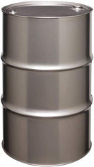 Made in USA - 55 Gallon Cylindrical Stainless Steel Tight Head Drum - 33" High x 22-1/2" Diam - Strong Tooling