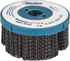 Weiler - 4" 80 Grit Silicon Carbide Disc Brush - Medium Grade, Plain Hole Connector, 1-1/2" Trim Length, 7/8" Arbor Hole - Strong Tooling