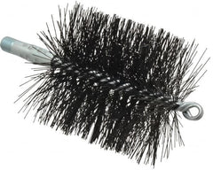 Schaefer Brush - 4-1/2" Brush Length, 4" Diam, Double Stem, Double Spiral Tube Brush - 7-1/2" Long, Tempered Steel Wire, 1/4" NPT Male Connection - Strong Tooling