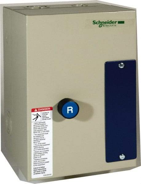 Schneider Electric - 9 Amp, 600 Coil VAC, Nonreversible Enclosed IEC Motor Starter - 1 Phase Hp: 0.3 at 120 VAC, 1 at 240 VAC, 3 Phase Hp: 2 at 208 VAC, 2 at 230 VAC, 5 at 460 VAC, 7.5 at 575 VAC - Strong Tooling