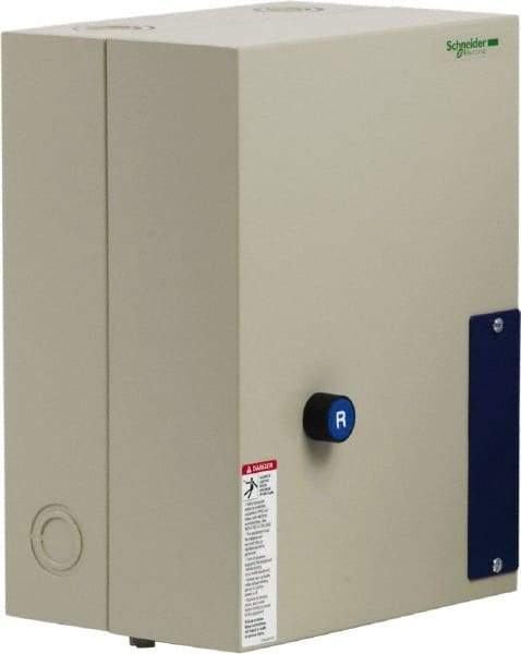 Schneider Electric - 3 Pole, 50 Amp, 120 Coil VAC, Nonreversible Enclosed IEC Motor Starter - 1 Phase Hp: 3 at 120 VAC, 7.5 at 240 VAC, 3 Phase Hp: 15 at 208 VAC, 15 at 230 VAC, 40 at 460 VAC, 40 at 575 VAC - Strong Tooling