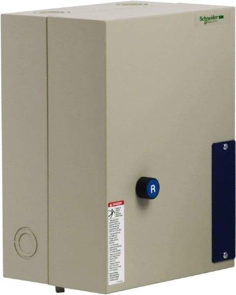 Schneider Electric - 3 Pole, 40 Amp, 120 Coil VAC, Nonreversible Enclosed IEC Motor Starter - 1 Phase Hp: 3 at 120 VAC, 5 at 240 VAC, 3 Phase Hp: 10 at 208 VAC, 10 at 230 VAC, 30 at 460 VAC, 30 at 575 VAC - Strong Tooling