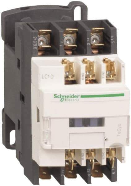 Schneider Electric - 3 Pole, 120 Coil VAC at 50/60 Hz, 25 Amp at 440 VAC and 9 Amp at 440 VAC, Nonreversible IEC Contactor - 1 Phase hp: 0.5 at 115 VAC, 1 at 230/240 VAC, 3 Phase hp: 2 at 200/208 VAC, 2 at 230/240 VAC, 5 at 460/480 VAC, 7.5 at 575/600 VAC - Strong Tooling