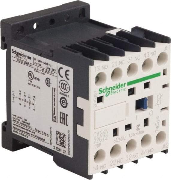 Schneider Electric - 2NC/2NO, 120 VAC at 50/60 Hz Control Relay - 17 V - Strong Tooling