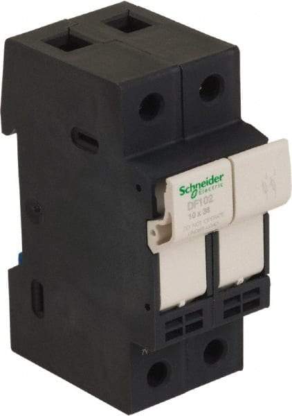 Schneider Electric - 2 Pole, 600 Volt, 32 Amp, DIN Rail Mount Fuse Holder - Compatible with 38mm Long x 35mm Wide and 10mm Diameter Fuse - Strong Tooling