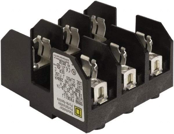 Square D - 3 Pole, 600 Volt, 30 Amp, DIN Rail Mount Fuse Holder - Compatible with J Class Fuse - Strong Tooling