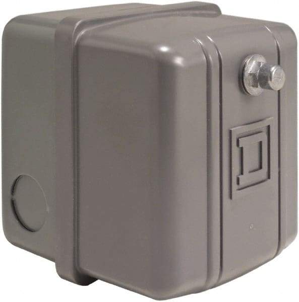 Square D - 1 NEMA Rated, DPST, 60 to 80 psi, Electromechanical, Snap Action Pressure and Level Switch - Adjustable Pressure, 460/575 VAC, 1/4 Inch Connector, Screw Terminal, For Use with Air Compressors, Power Circuits, Water Pumps - Strong Tooling