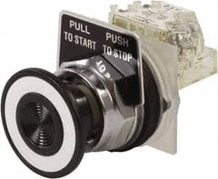 Schneider Electric - 30mm Mount Hole, Extended Mushroom Head, Pushbutton Switch with Contact Block - Round, Black Pushbutton, Maintained (MA) - Strong Tooling