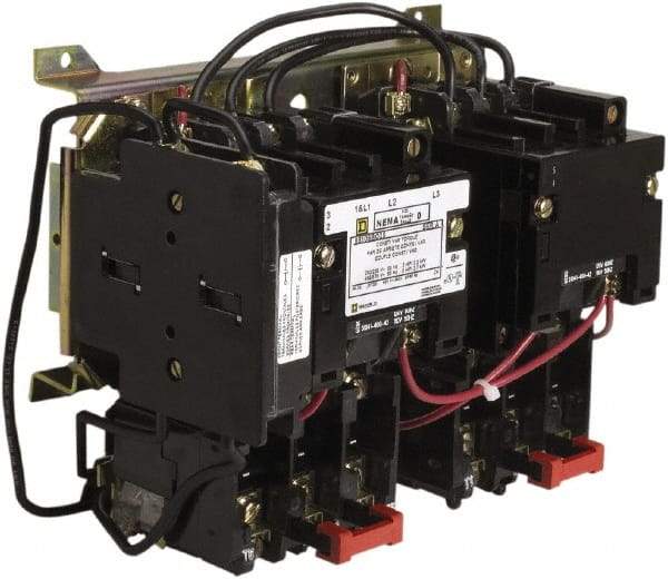 Square D - 110 Coil VAC at 50 Hz, 120 Coil VAC at 60 Hz, 135 Amp, NEMA Size 4, Nonreversible Open Enclosure NEMA Motor Starter - 1 Phase hp: 100 at 460-575 Volt, 40 at 200 Volt, 50 at 230 Volt, 75 at 380 Volt - Strong Tooling