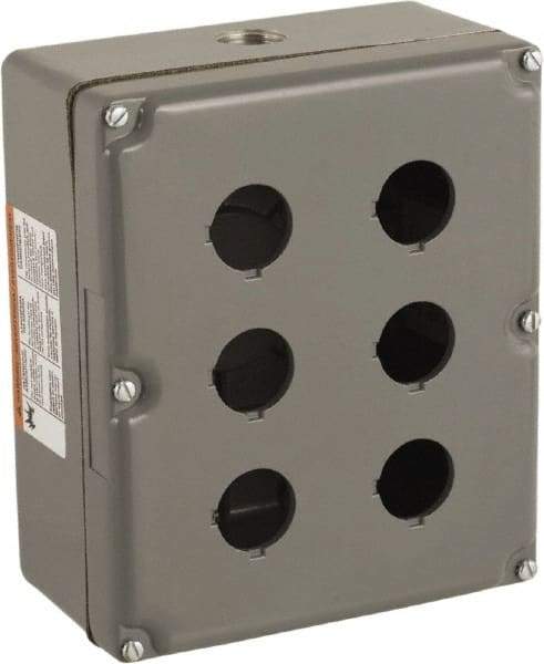 Schneider Electric - 6 Hole, 30mm Hole Diameter, Zinc Alloy Pushbutton Switch Enclosure - 3, 4, 13 NEMA Rated - Strong Tooling