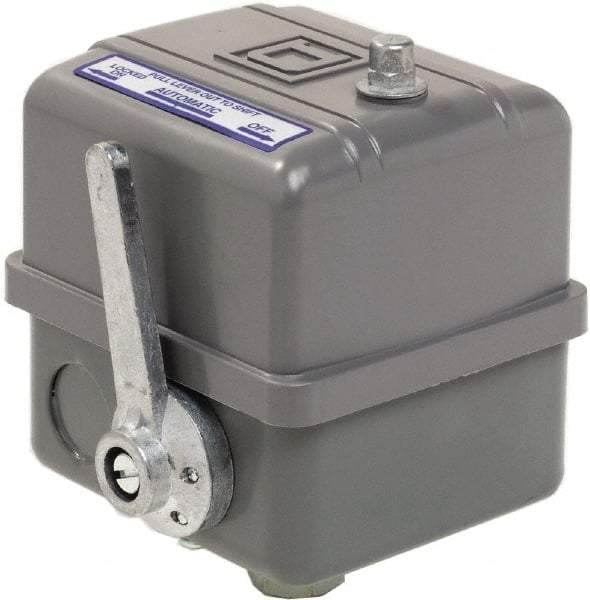 Square D - 1, 7, 9 and 3R NEMA Rated, 80 to 100 psi, Electromechanical Pressure and Level Switch - Adjustable Pressure, 575 VAC, L1-T1, L2-T2 Terminal, For Use with Square D Pumptrol - Strong Tooling