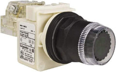 Schneider Electric - 30mm Mount Hole, Extended Straight, Pushbutton Switch with Contact Block - Green Pushbutton, Momentary (MO) - Strong Tooling