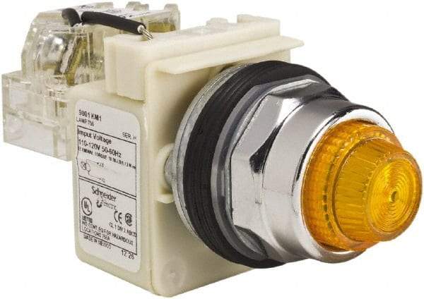 Schneider Electric - 120 VAC Amber Lens Indicating Light - Screw Clamp Connector - Strong Tooling