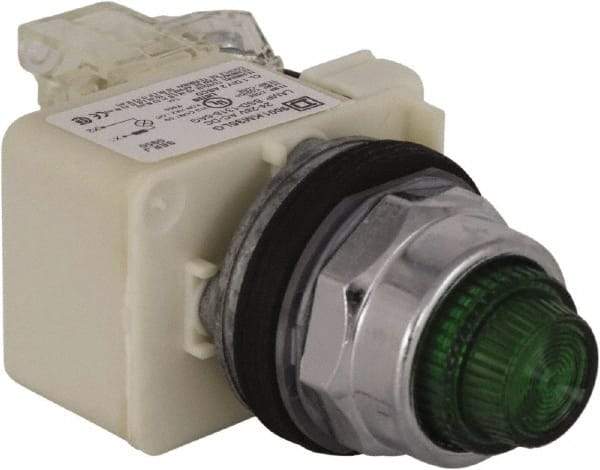 Schneider Electric - 24 V Green Lens LED Press-to-Test Indicating Light - Octagonal Lens, Screw Clamp Connector - Strong Tooling