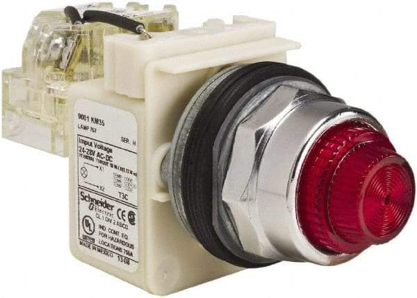 Schneider Electric - 24-28 VAC/VDC Red Lens Indicating Light - Screw Clamp Connector - Strong Tooling