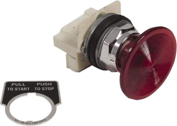 Schneider Electric - 1.18 Inch Mount Hole, Extended Straight, Pushbutton Switch Only - Round, Red Pushbutton, Illuminated, Maintained (MA), Weatherproof, Dust and Oil Resistant - Strong Tooling