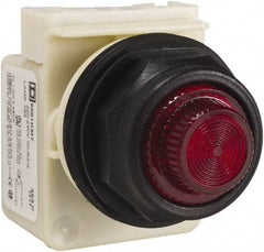 Schneider Electric - 220 VAC at 50/60 Hz via Transformer, 240 VAC at 50/60 Hz via Transformer Red Lens Indicating Light - Round Lens, Screw Clamp Connector, Corrosion Resistant, Dust Resistant, Oil Resistant - Strong Tooling