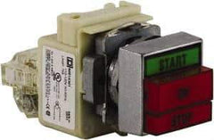 Schneider Electric - Extended Straight Pushbutton Switch Operator - Green, Red, Rectangle Button, Incandescent Lamp, Illuminated - Strong Tooling