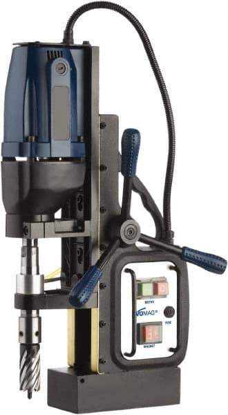 Cleveland Steel Tool - 1/2" Chuck, 2" Travel, Portable Magnetic Drill Press - 570 RPM, 10 Amps, 1.5 hp, 1200 Watts - Strong Tooling