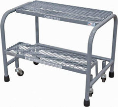 Cotterman - 20" 2 Step Rolling Warehouse Ladder - Rolling Safety Ladder, 450 Lb Capacity, 20" Platform Height, 26" Base Width x 19" Base Depth, Expanded Metal Tread - Strong Tooling