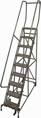 Cotterman - 120" 9 Step Rolling Warehouse Ladder - Rolling Safety Ladder, 450 Lb Capacity, 90" Platform Height, 24" Base Width x 77" Base Depth, Perforated Tread - Strong Tooling