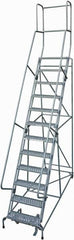 Cotterman - 162" 12 Step Rolling Warehouse Ladder - Rolling Safety Ladder, 450 Lb Capacity, 120" Platform Height, 32" Base Width x 88" Base Depth, Expanded Metal Tread - Strong Tooling