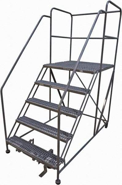 Cotterman - 86" 5 Step Rolling Work Platform - Rolling Work Platform, 800 Lb Capacity, 50" Platform Height, 40" Base Width x 82" Base Depth, Serrated Steel - Strong Tooling