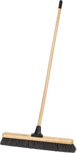 Harper Brush - 24" Medium Duty Polypropylene Push Broom - 2-7/8" Bristle Length, Wood Block, Bolt-On Handle Connection, Handle Included - Strong Tooling