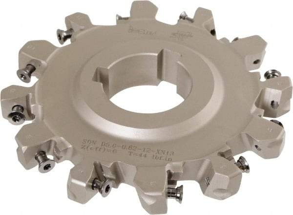 Iscar - Arbor Hole Connection, 0.62" Cutting Width, 1.3" Depth of Cut, 5" Cutter Diam, 1-1/2" Hole Diam, 6 Tooth Indexable Slotting Cutter - SDN-XN13 Toolholder, XNMU 13 Insert, Neutral Cutting Direction - Strong Tooling