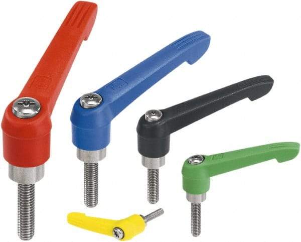 KIPP - #10-32, Fiberglass Reinforced Plastic Threaded Stud Adjustable Clamping Handle - 47mm OAL, 33.5mm High - Strong Tooling