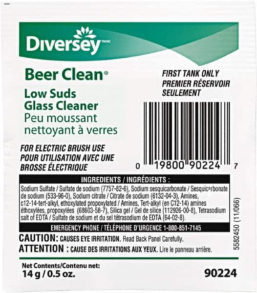 Diversey - 0.50 oz Packet Unscented Glass Cleaner - Use on Beverage Glass - Strong Tooling