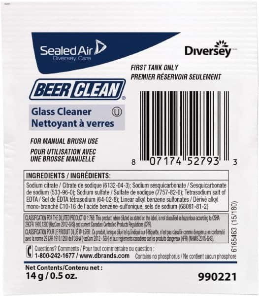 Diversey - 0.50 oz Packet Unscented Glass Cleaner - Use on Beverage Glass - Strong Tooling