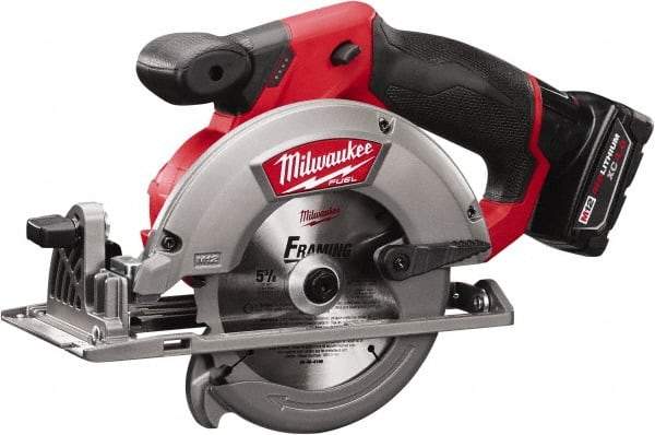 Milwaukee Tool - 12 Volt, 5-3/8" Blade, Cordless Circular Saw - 3,600 RPM, 1 Lithium-Ion Battery Included - Strong Tooling