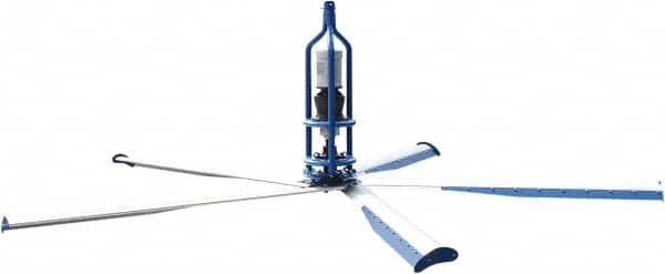 Patterson Fan - 5 Blades, 16' Blade Length, 186,692 CFM High Performance Industrial Ceiling Fan - 59 RPM, 230V, 3.6 Amps, Blue & Silver - Strong Tooling