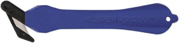 Klever Innovations - Fixed Safety Cutter - 1-1/4" Carbon Steel Blade, Blue Plastic Handle, 1 Blade Included - Strong Tooling