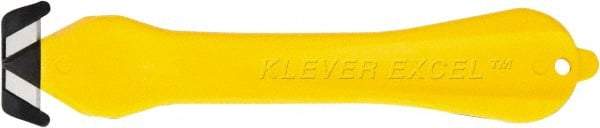 Klever Innovations - Fixed Safety Cutter - 1-1/4" Carbon Steel Blade, Yellow Plastic Handle, 1 Blade Included - Strong Tooling